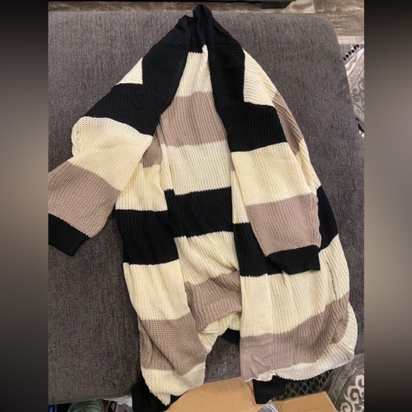 SHEIN Essnce Plus Color Block Drop Shoulder Duster Cardigan - Picture 4 of 6